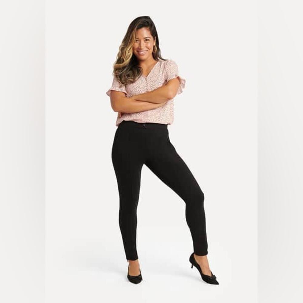 Betabrand Skinny Leg Pencil Dress Trouser Pants Black Ankle Zip‎ Size S Petite